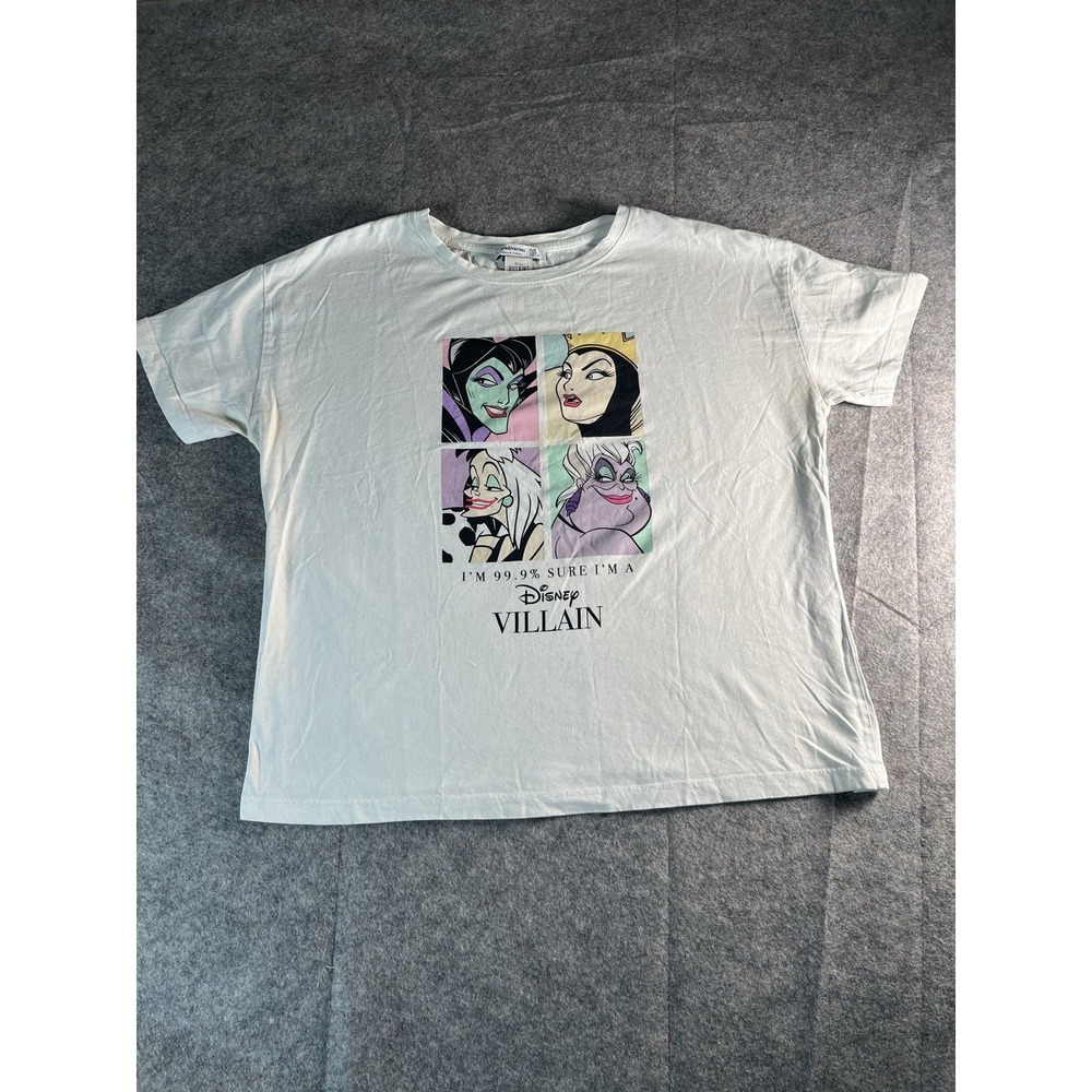 Walt Disney VILLAINS Maleficent Ursula Cruella Women White Tshirt Size L